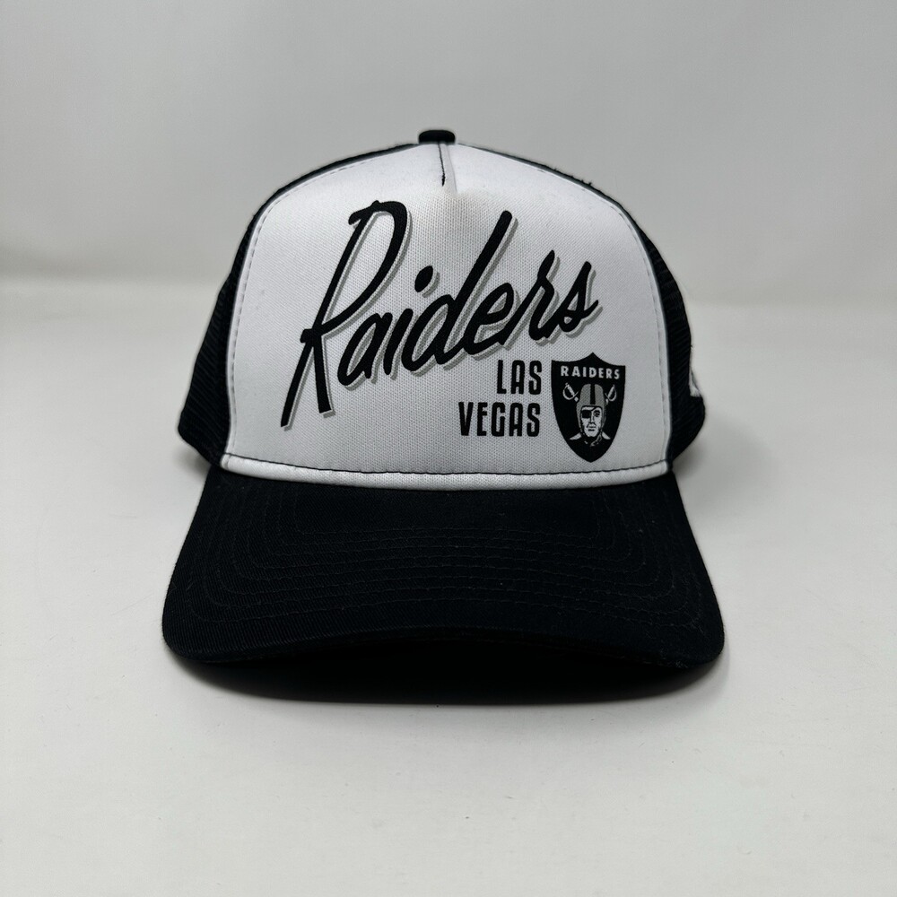 Raiders Hat Cap Men SnapBack Black White New Era 9FORTY Mesh Back Trucker NFL